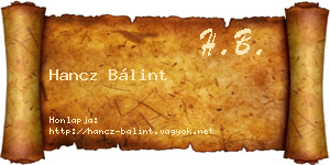 Hancz Bálint névjegykártya